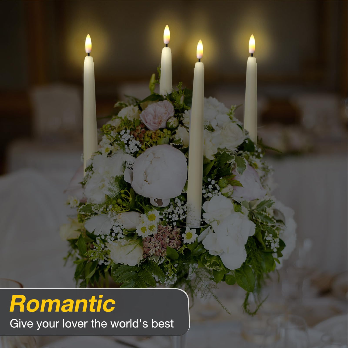 Reginary 48 Pcs Flameless Taper Candles with 4 Remote, Battery Operated Flickering Flameless Taper Candles 3D Wick Fire LED Faux Wax Lights for Wedding Christmas Holiday (Ivory,9.65 Inches)