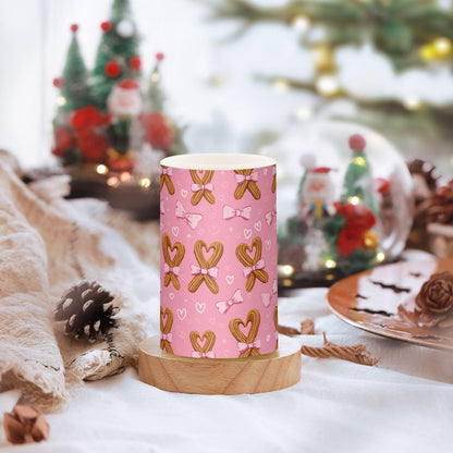 ALAZA Bread Heart Bow Flickering Flameless Candles Pillar Led Candles Battery Operated Candles with Remote and Timers Set of 2