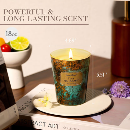 HomeLights Large jar Candle | 1-Wick Long-Lasting Scented Candles, 6.7oz Natural Soy Wax Candle for Home Scented, Industrial Chic Gifts for Women & Men, Teak Mahogany