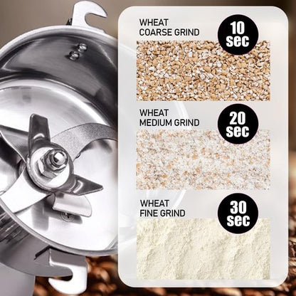 Grain Grinder Mill 250g Electric Stainless Steel Grain Grinder 1480W High-speed Spice Herb Grinder for Corn,Flour,Wheat,Pepper and Coffee Bean