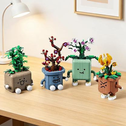 4 Pack Botanicals Flowers Plants Building Set Botanical Collection Blocks Toy for Adults and Kids DIY Home Desk or Shelf Decor Gift for Valentine’s Day