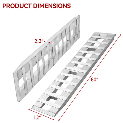 YITAMOTOR 2pcs 6000lbs 60" x 12" Aluminum Trailer Ramps, Heavy Duty Loading Ramps for Car ATV Truck Auto Hauler with Knife & Hook Ends