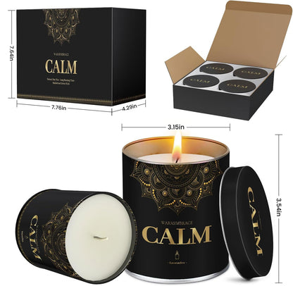 WarmEmbrace Scented Candles, 9 Oz Candle Sets for Home, Office, Meditation, Yoga, Candles for Women & Men, Birthday, Christmas, Valentine's Day Present, Lavender, Vanilla, Rose & Sandalwood, Lemon