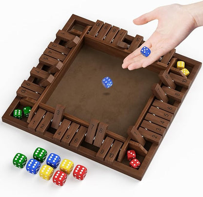 Shut The Box Game Wooden 1 2 3 4 Players Shut The Box Board Games with 8 Dice Math Addition and Pub Close The Box Game Wodden for Kids &amp Adults 12 Inch