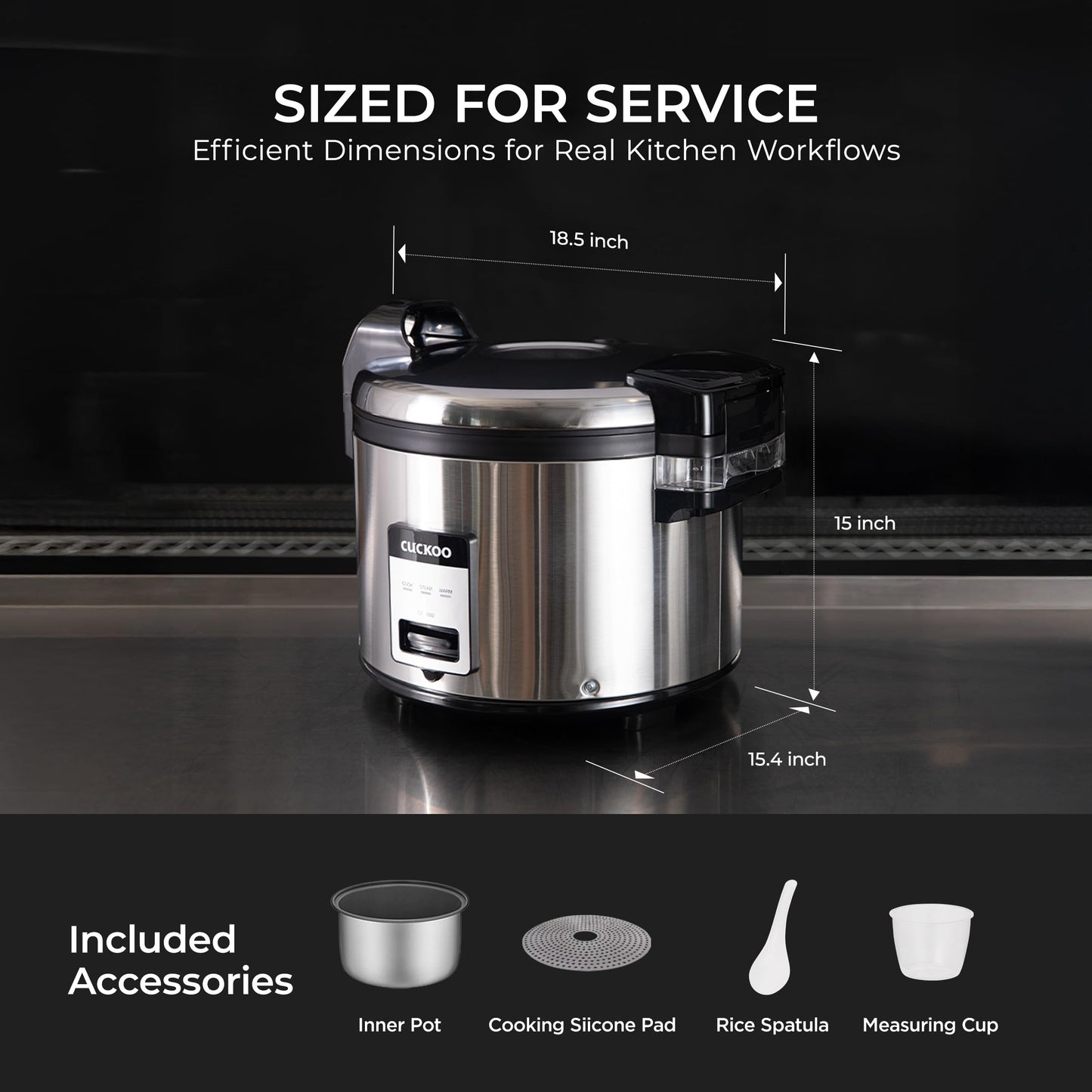 CUCKOO Commercial Rice Cooker & Warmer, Extra Large Rice Cooker 30-Cup Uncooked / 60-Cup Cooked, Professional Industrial Grain Cooker with Large Capacity, Easy One-Touch Operation, Silver (CR-3032)