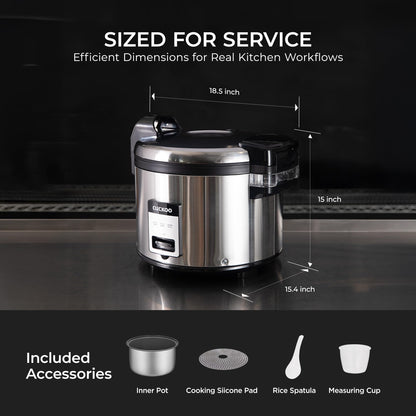 CUCKOO Commercial Rice Cooker & Warmer, Extra Large Rice Cooker 30-Cup Uncooked / 60-Cup Cooked, Professional Industrial Grain Cooker with Large Capacity, Easy One-Touch Operation, Silver (CR-3032)