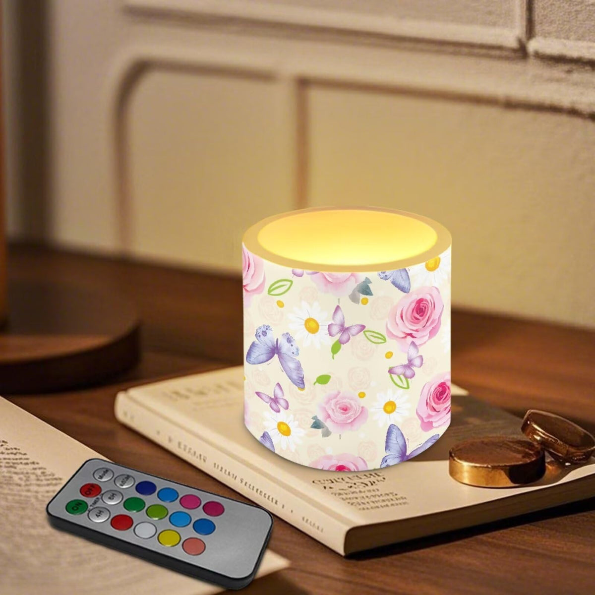 Cozeyat Floral Mix LED Candles Set of 4 Battery Powered Flameless with Remote Timer Dancing Flame Waterproof for Home Beach Garden Patio Decor