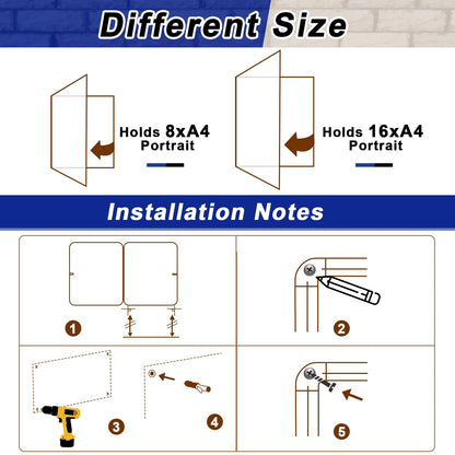 Maasechs Blue Enclosed Bulletin Boards 36 x 46.5 Inch Lockable Noticeboard Displays Cork Boards Wall with Locking Door, Outdoor Bulletin Board Windproof Ideal for School Office Notices