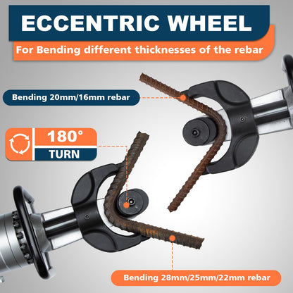 CENTALL Electric Hydraulic Rebar Bender 1250 W Hydraulic Rebar Bending Machine 1.1 Inch 16-28mm Rebar within 3-4 s Easy Bending Rebar Steel Bar HRB28 (Grey + Orange)