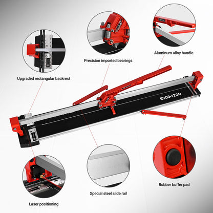 SHIJING 48-inch Manual Tile Cutter with Laser Cutting Guide Porcelain Tile Cutter with Split Platen,Double Aluminum Base,Tungsten Carbide Cutting Wheel