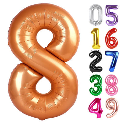 Orange Number 8 Balloon 40 Inch, 8th Birthday Party Decorations for Children, Giant 8 Foil Balloon for Party Supplies