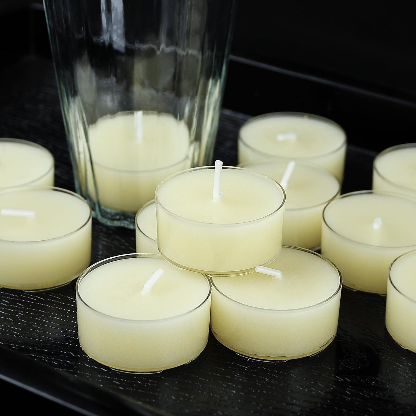 JONERAY 48 Packs Pure Beeswax Tealight Candles Bulk-4 Hour Long Burn Time, Unscented and Smokeless Candles for Home Deco,Wedding (Ivory)