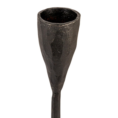 Creative Co-Op 16" H Hand-Forged Cast Metal Footed Taper Holder, Black