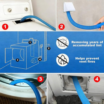 2026 Upgraded Dryer Vacuum Hose Attachment Compatible with All Vacuum Cleaner, Universal Dryer Vent Cleaner Kit, Dryer Lint Vac Attachment, Deep Cleaning Tools for Clogged Ducts & Lint Removal