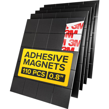 Hyper-Sticky Magnets with Adhesive Backing - 110pcs 0.8x0.08 Strong Magnetic Squares for Whiteboard Fridge - Science Education Magnets - Easy-to-Cut Stickers - Teacher Must Have - Teacher Supplies