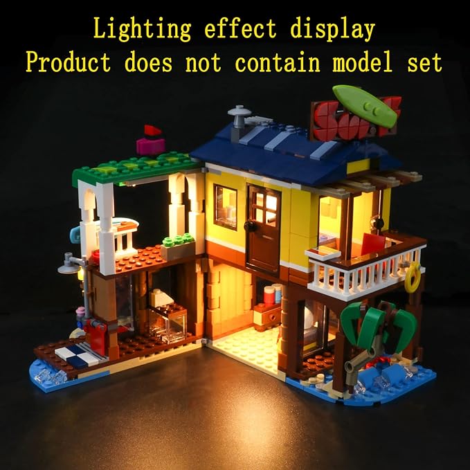 LED Light Kit Compatible with Lego Surfer Beach House - Lighting Set for Creator 31118 Building Model (Model Set Not Included)