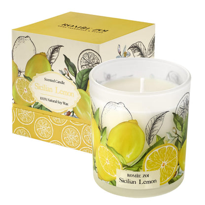 ROMIIE ZOI Scented Candle - Sicilian Lemon- 6oz Aromatherapy Soy Wax Jar Candle for Home, Gifts for Women - 170g