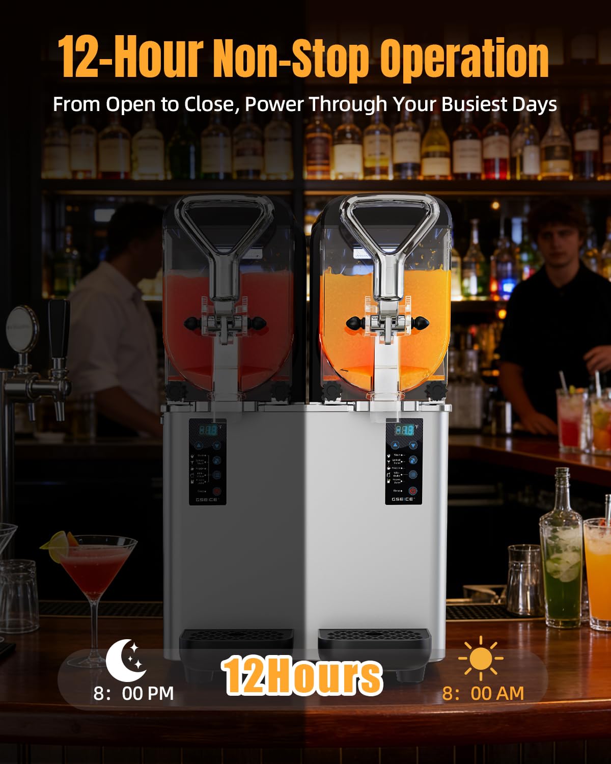Slushy Machine for Home, 135oz x 2 Tank Slushie Machine for Commercial & Home Use, Margarita Machine with LED Lights 400W Fast Chill & Quiet for Restaurant Bar Cafes Food Truck, No Ice Needed