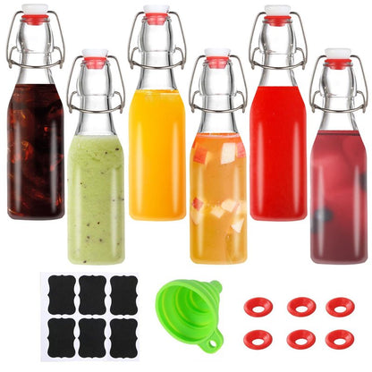 VSWINGBO 6 pack 8oz flip top glass bottles,swing top glass bottles 8 oz with lid for Home Brewing,2nd Fermentation,Kombucha,Kefir,Vanilla Extract,Juice,Tea,Beverages,Soda,Oils,Vinegar,Limoncello