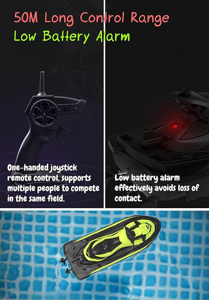 2.4 GHz RC Motorboat for Kids &amp Adults 10 km/h High-Speed Dual-Motor Electric Racing Jet Ski Toy 50 m Range 20 min Play Low-Battery Alarm Pool &amp Lake Ready (Orange)