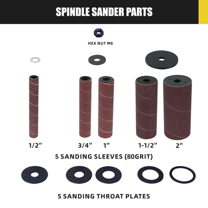 4A Variable Speed Oscillating Belt and Spindle Sander - 4x24" Belt, 5 Sanding Sleeves, 1000-1800RPM Adjustable Speed Control for Woodworking Projects - Efficient Dust Collection for Smooth Finishes