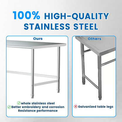 Treshin Stainless Steel Work Table Open Base 24" X 60", Commercial Heavy Duty Prep Table for Kitchen, Restaurant, Home, Hotel, Laundry