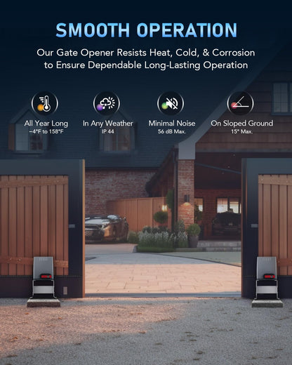 CO-Z 1800 lb Automatic Sliding Gate Opener with 2 Remote Controls, Electric Rolling Driveway Slide Gate Motor, Complete Gate Operator Hardware Security System Kit for Sliding Gate Up to 40 Feet