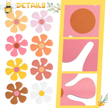 Leumoi 32 Pcs Flower Car Magnets Retro Hippie 60s 70s Decorative Refrigerator Flower Funny Cute Magnets Decorations for Door Fridge Home Refrigerator, 3.94 Inch/2.17 Inch (Boho)