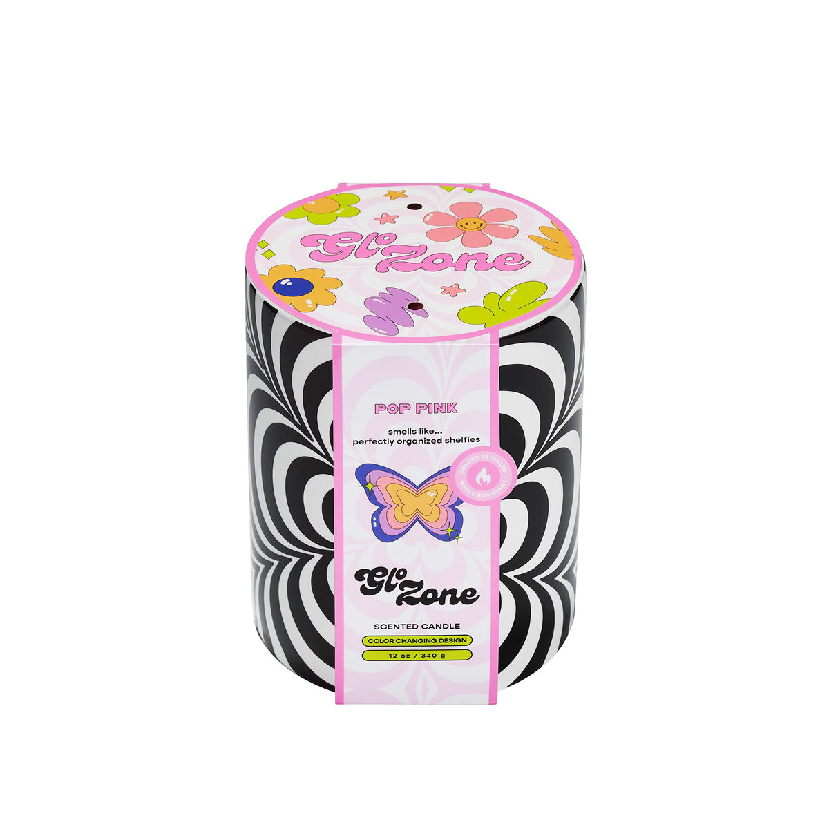 Glo Zone Slow Color-Changing Ceramic Scented Candle, 12 oz - Pop Pink