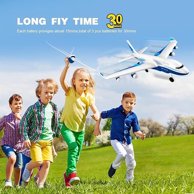 4DRC Remote Control Airplane for Kids Boys Adults G2 Remote Control Plane Jet for Beginners Adult Ready to Fly Airplane with One Key Aerobatic LED Light RC Plane for Kids 2 Battery
