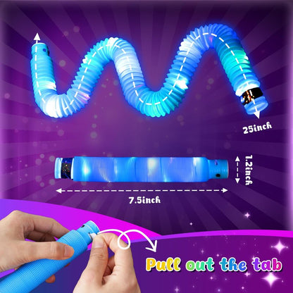 LovesTown 12PCS Glow Sticks for Kids, Glow in the Dark Party Favors Supplies, Light Up Fidget Pop Tubes for Birthday Party Favors Gifts Dance Camp, Goodie Bags Stuffers