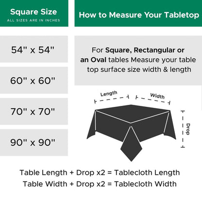 Biscaynebay Textured Fabric Christmas Square Table Cloth 60x60 Inch, Hunter Green Water Resistant Spill Proof Tablecloths for Dining, Kitchen, Wedding and Parties etc. Machine Washable