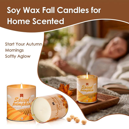Pumpkin Candle, Fall Scented Candles for Halloween Easter Thanksgiving Day, 9oz Aromatherapy Soy Wax Non Toxic Candle for Home Scented 40 Hours Bruning- Birthday Halloween Gifts for Women Men