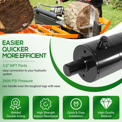5"x24" Heavy Duty Hydraulic Cylinders Log Splitter Hydraulic Cylinder Double Acting Universal Hydraulic Cylinder 5" Bore 24" Stroke 2" Rod 3500 PSI