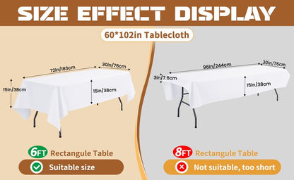 fani 10 Pack 60 x 102 Inch Tablecloth, Ivory Tablecloth for 6 Feet Rectangle Tables, Stain and Wrinkle Resistant Washable Fabric Table Cloth for Wedding Party Dining Table Buffet Parties Camping