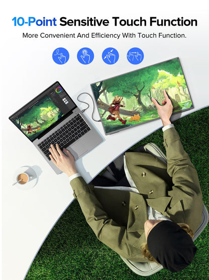 UPERFECT QLED Portable Monitor Touchscreen 24.5'' 165Hz Gaming Monitor 2K 125% sRGB 2000:1, FreeSync 0.1ms, Built-in 180° Adjustable Stand/VESA, USB-C HDMI Second Screen for Laptop PC Game Console