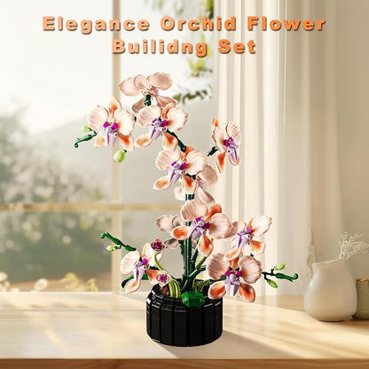 Orchid Flower Building Set Botanical Collection Flower Building Block Set Compatible with Lego Flowers Artificial Flowers Plant Gifts for Adults Home and Office Desk Decor (866PCS)