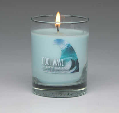Scentsational Cool Wave Natural Candle, 11 oz Glass Jar, Essential Oil Infused, Gift Wrapped