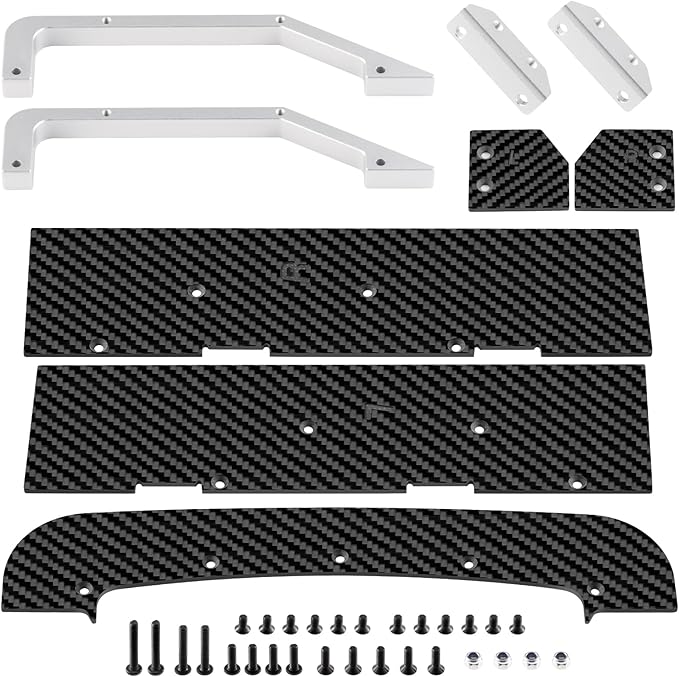 RCLIONS 1set Carbon Fiber Front&ampRear SplitterChassis Widening Side Skirts for ARRMA Infraction BLX 3S 1/8 Racing Car Upgrade Parts (Silver)