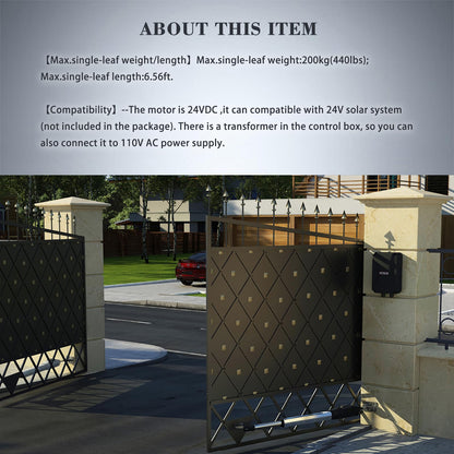 GATEXPERT SW440DC Single Arm Swing Gate Opener Kit Automatic Gate Operator for Gates up to 440 Pounds and 6.56 Feet