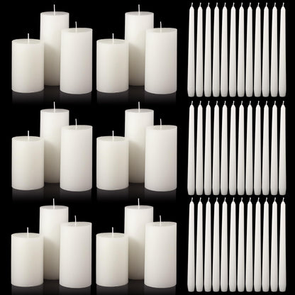 MTLEE 54 Pcs Unity Candles Set for Christmas Unity 4" 5" 6" White Pillar and 10'' Taper Candles Bulk Ceremony Wedding Decorations Accessories for Banquet Party Centerpiece Dining Home Decor