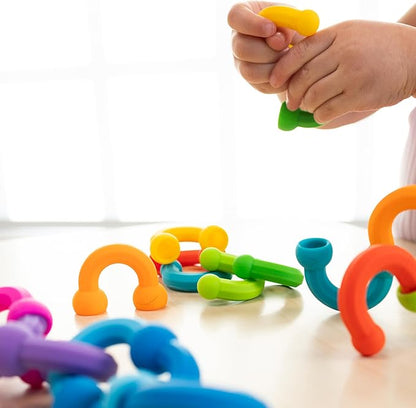 Fat Brain Toys Plip Links Silicone Building Toys for Creative Play Creative Construction Play Set for Preschoolers Kids Toys Ages 3 to 12