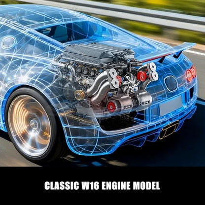 W16 Engine Building Blocks Set for Adults STEM Mini 16-Cylinder Engine Model Kit That Runs Compatible with Lego Car DIY Physical Science Experiment Toy for Teens Boys 8-14+ (801 PCS)