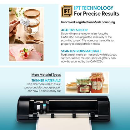 Silhouette America Cameo 5 Alpha (α) - Smart Cutting Machine for Print & Cut - Quiet Operation with AutoBlade, Studio Software, Cutting Mat- Matte Black (Deluxe Bundle)