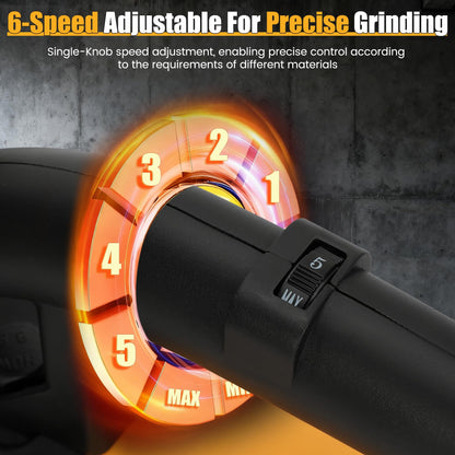 4-Head Concrete Floor Grinder Set, 3800W Concrete Grinder with 6-Speed Control, 6000 RPM Ergonomic Handle & Dust Collection Cover - Ideal for Surface Preparation, Cement, Marble Floors & Surfaces