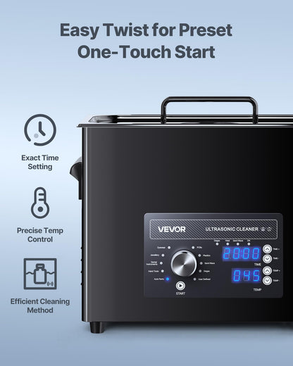 VEVOR 6L Ultrasonic Cleaner, Professional Ultrasonic Cleaner Machine with Knob Control, Stainless Steel Cleaning Machine with Basket and Cleaning Ball, for Watches, Razors, Jewelry, Coins and More