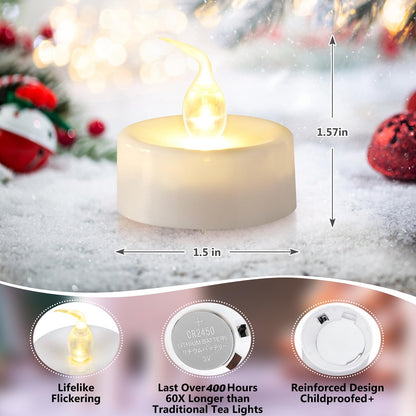 Topstone Flameless LED Candles with Remote Control - Warm White Flickering Battery Operated Candles, 400+ Hours,Timer Function, 4H/6H/8H Auto-Off,Electronic Tea Candles for Home Decor, Wedding, Party