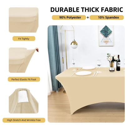 ZarzaaSik 10-Pack 4ft Spandex Table Covers for Rectangular Folding Tables - Wrinkle Resistant Stretch Tight Table Cloths - Fitted Table Protector for Parties, Trade Shows, Banquet, and Wedding
