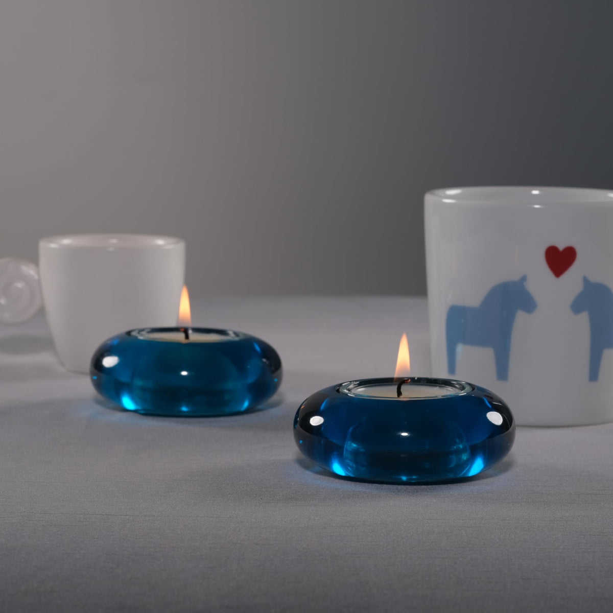 ICNBUYS Handmade Decorative Pebble Tealight Candle Holder Set of 2 - Handcrafted Home Decor Accent for Calming Earthy Aesthetic Blue Diameter 3 inches - Resin