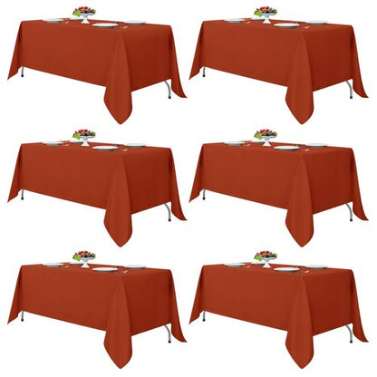 Fitable 6 Pack Rust Round Tablecloths - 120 Inches in Diameter - Stain Resistant and Washable Fall Table Clothes, Polyester Fabric Table Covers for Wedding, Party, Banquet, Formal Events